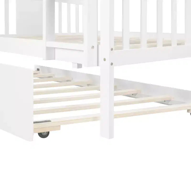 Letto a castello matrimoniale/matrimoniale completo espresso/grigio/bianco con letto estraibile singolo, può ospitare fino a 3 persone, trasformabile in 2 letti