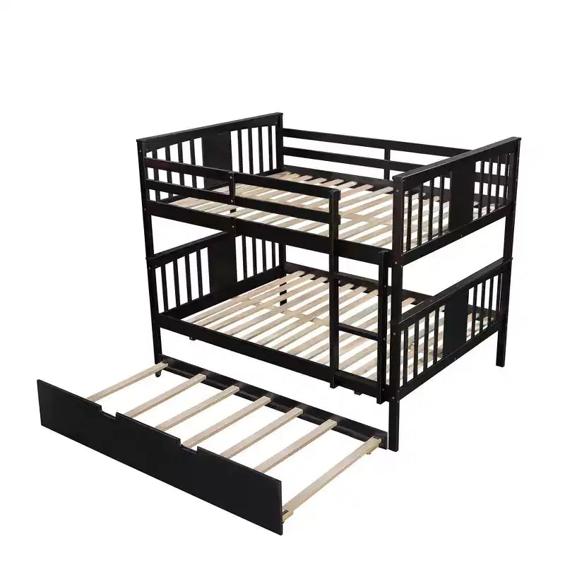 Letto a castello matrimoniale/matrimoniale completo espresso/grigio/bianco con letto estraibile singolo, può ospitare fino a 3 persone, trasformabile in 2 letti
