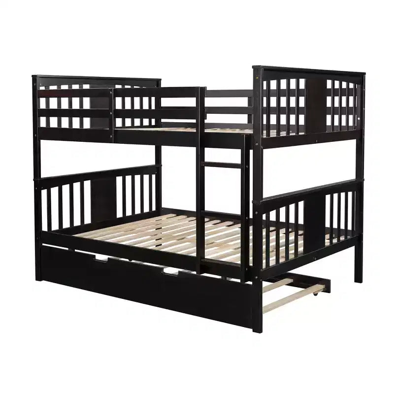 Letto a castello matrimoniale/matrimoniale completo espresso/grigio/bianco con letto estraibile singolo, può ospitare fino a 3 persone, trasformabile in 2 letti
