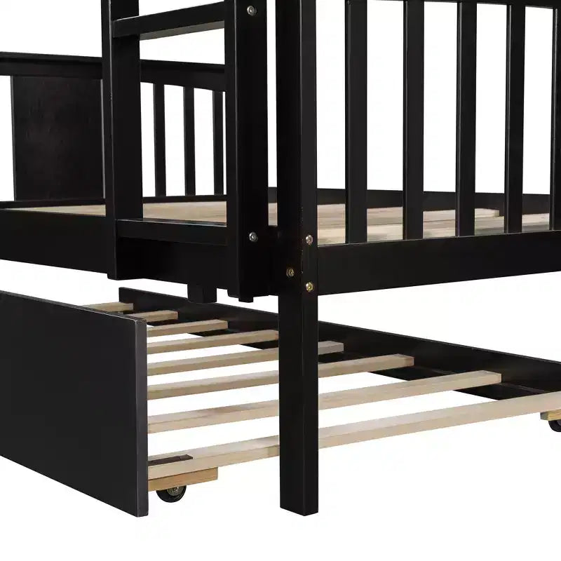 Letto a castello matrimoniale/matrimoniale completo espresso/grigio/bianco con letto estraibile singolo, può ospitare fino a 3 persone, trasformabile in 2 letti
