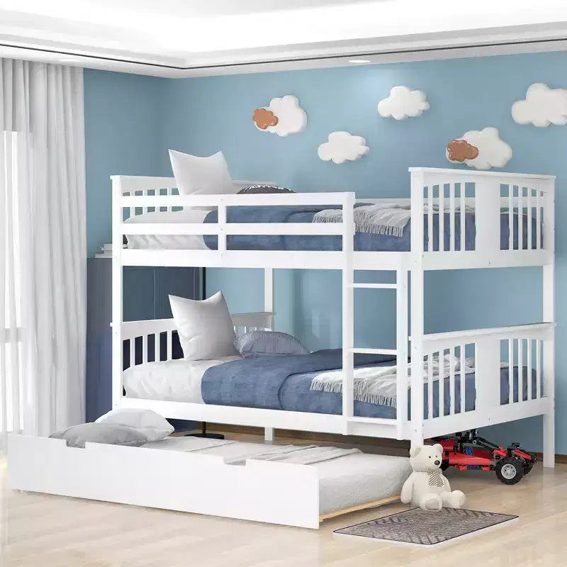 Letto a castello matrimoniale/matrimoniale completo espresso/grigio/bianco con letto estraibile singolo, può ospitare fino a 3 persone, trasformabile in 2 letti