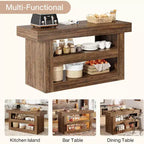 Tavolo da Cucina a 3 Livelli Marrone – 4 Posti, Finitura in Legno