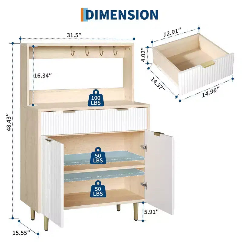 Credenza/Buffet Grigio/Color Legno con 2 Cassetti e Ripiani Regolabili – Montaggio da 1 Persona