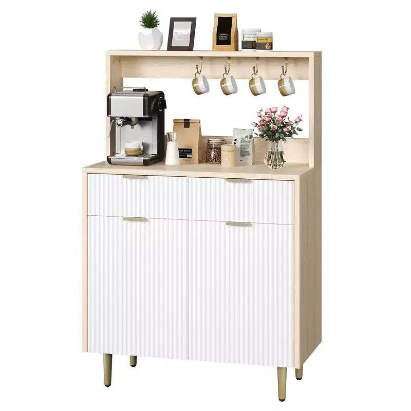 Credenza/Buffet Grigio/Color Legno con 2 Cassetti e Ripiani Regolabili – Montaggio da 1 Persona