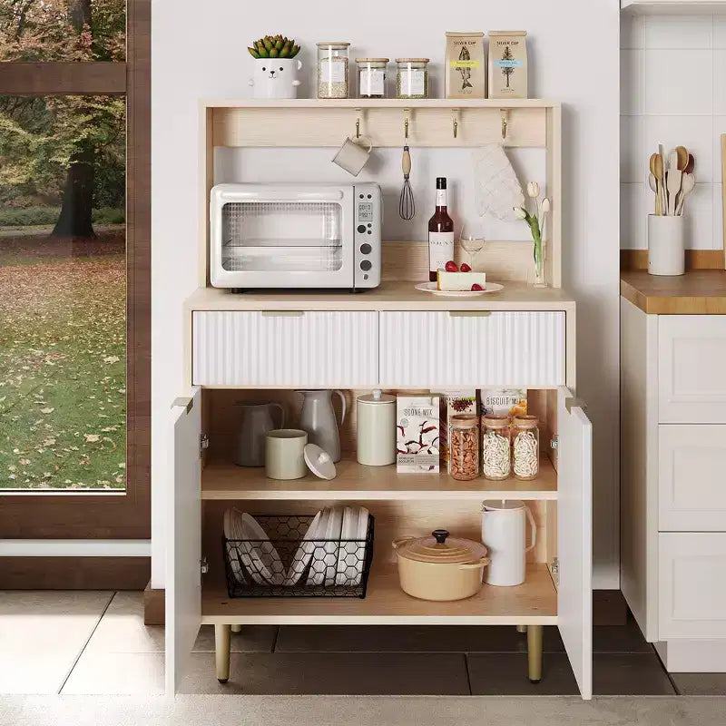 Credenza/Buffet Grigio/Color Legno con 2 Cassetti e Ripiani Regolabili – Montaggio da 1 Persona
