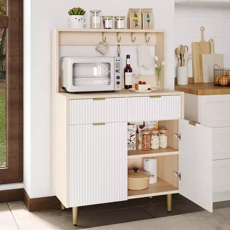 Credenza/Buffet Grigio/Color Legno con 2 Cassetti e Ripiani Regolabili – Montaggio da 1 Persona
