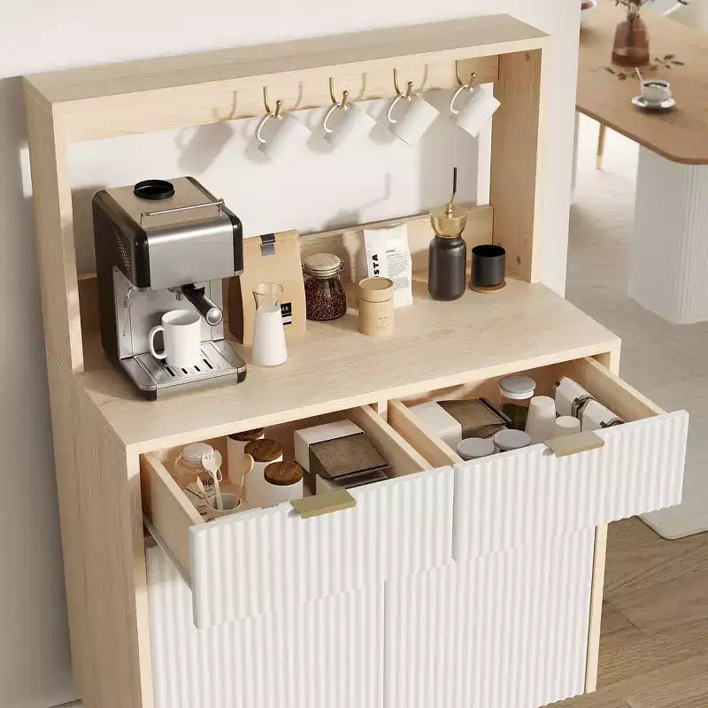 Credenza/Buffet Grigio/Color Legno con 2 Cassetti e Ripiani Regolabili – Montaggio da 1 Persona