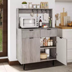 Credenza/Buffet Grigio/Color Legno con 2 Cassetti e Ripiani Regolabili – Montaggio da 1 Persona