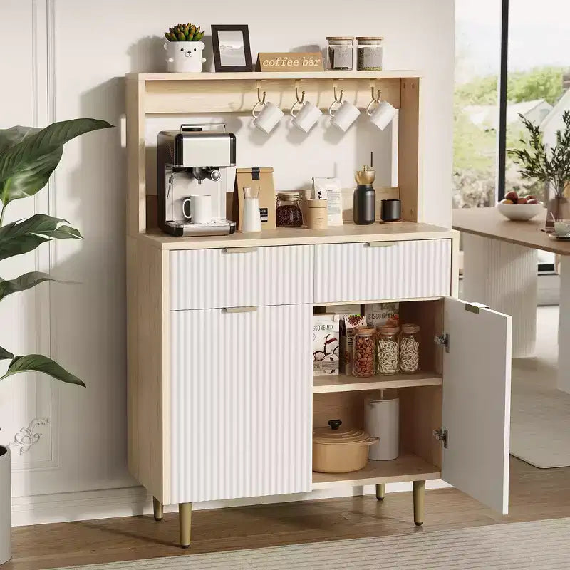Credenza/Buffet Grigio/Color Legno con 2 Cassetti e Ripiani Regolabili – Montaggio da 1 Persona