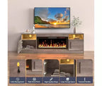 Mobile porta TV bianco e grigio con luci LED, larghezza 178 cm, mobile contenitore, adatto per TV fino a 75"