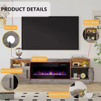 Mobile porta TV bianco e grigio con luci LED, larghezza 178 cm, mobile contenitore, adatto per TV fino a 75"