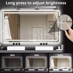 Specchio da bagno LED rettangolare color argento, anti-appannamento, dimmerabile, per mobile bagno a 1-2 posti
