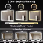 Specchio da bagno LED rettangolare color argento, anti-appannamento, dimmerabile, per mobile bagno a 1-2 posti