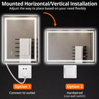 Specchio da bagno LED rettangolare color argento, anti-appannamento, dimmerabile, per mobile bagno a 1-2 posti