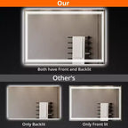 Specchio da bagno LED rettangolare color argento, anti-appannamento, dimmerabile, per mobile bagno a 1-2 posti