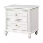 Comodino antico bianco a 2 cassetti, 1 persona, 71 cm H x 46 cm L x 71 cm P
