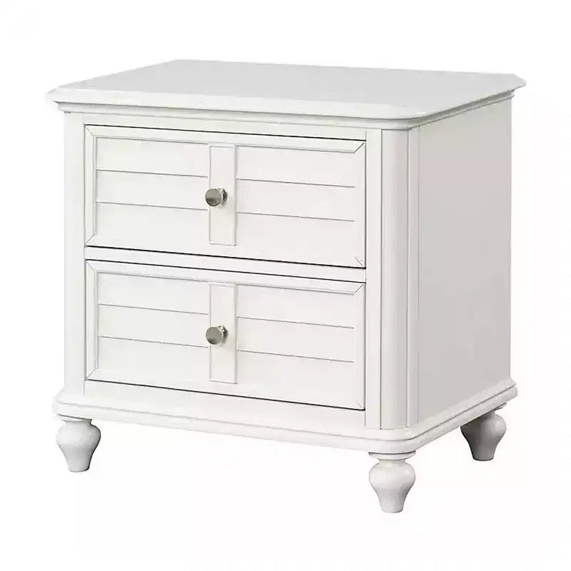 Comodino antico bianco a 2 cassetti, 1 persona, 71 cm H x 46 cm L x 71 cm P