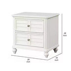 Comodino antico bianco a 2 cassetti, 1 persona, 71 cm H x 46 cm L x 71 cm P