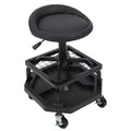 Rolling Shop Stool with Wheels, Double-Layer Mesh Frame Rolling Garage Stool, 330 lbs Weight Capacity