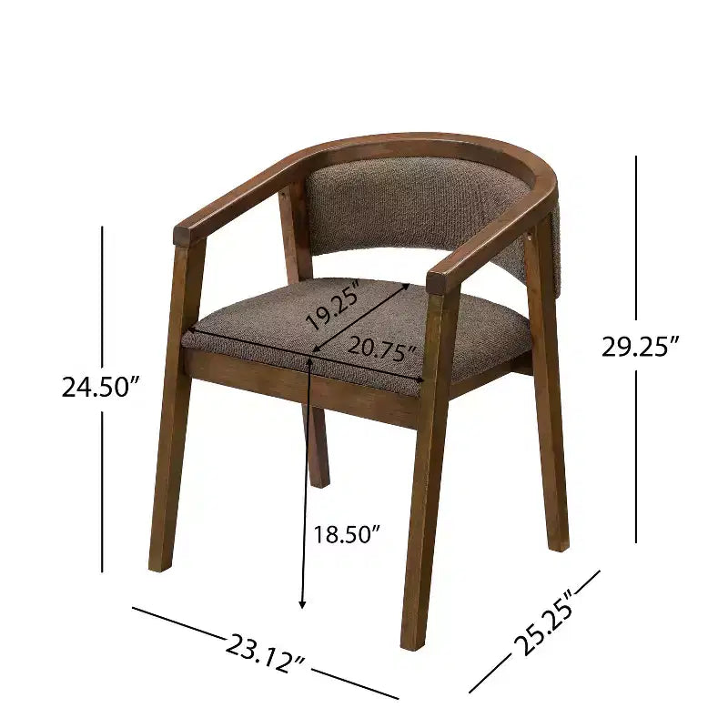 Poltroncina da pranzo Mid-Century, in Beige/Rovere, rivestimento in Bouclé, set da 2