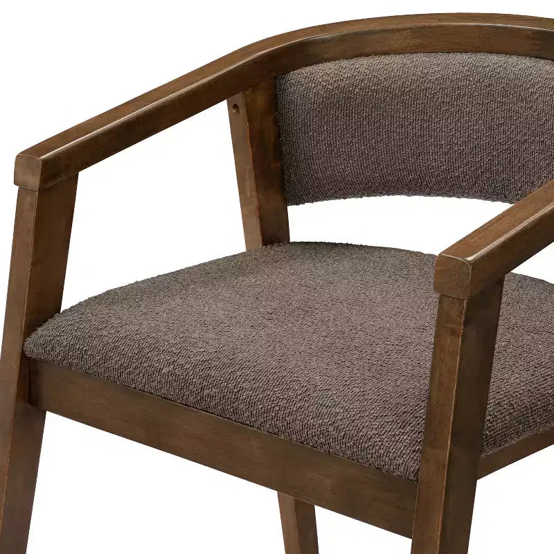 Poltroncina da pranzo Mid-Century, in Beige/Rovere, rivestimento in Bouclé, set da 2