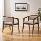 Poltroncina da pranzo Mid-Century, in Beige/Rovere, rivestimento in Bouclé, set da 2