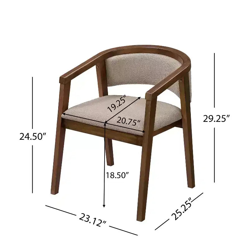 Poltroncina da pranzo Mid-Century, in Beige/Rovere, rivestimento in Bouclé, set da 2