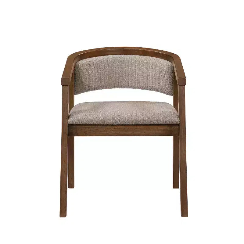 Poltroncina da pranzo Mid-Century, in Beige/Rovere, rivestimento in Bouclé, set da 2