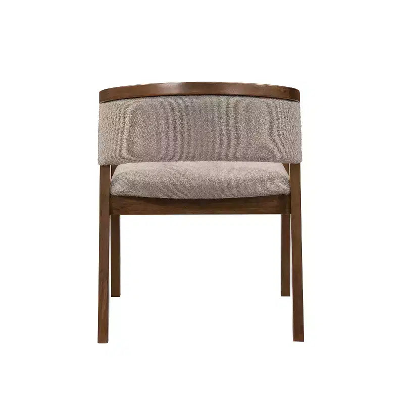 Poltroncina da pranzo Mid-Century, in Beige/Rovere, rivestimento in Bouclé, set da 2