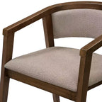 Poltroncina da pranzo Mid-Century, in Beige/Rovere, rivestimento in Bouclé, set da 2