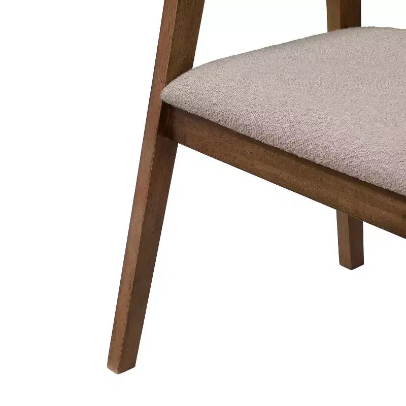 Poltroncina da pranzo Mid-Century, in Beige/Rovere, rivestimento in Bouclé, set da 2