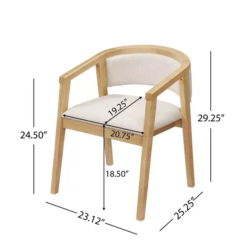 Poltroncina da pranzo Mid-Century, in Beige/Rovere, rivestimento in Bouclé, set da 2