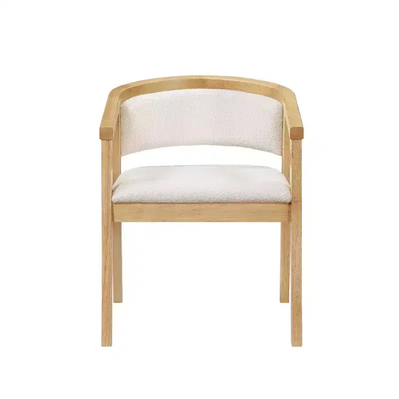 Poltroncina da pranzo Mid-Century, in Beige/Rovere, rivestimento in Bouclé, set da 2