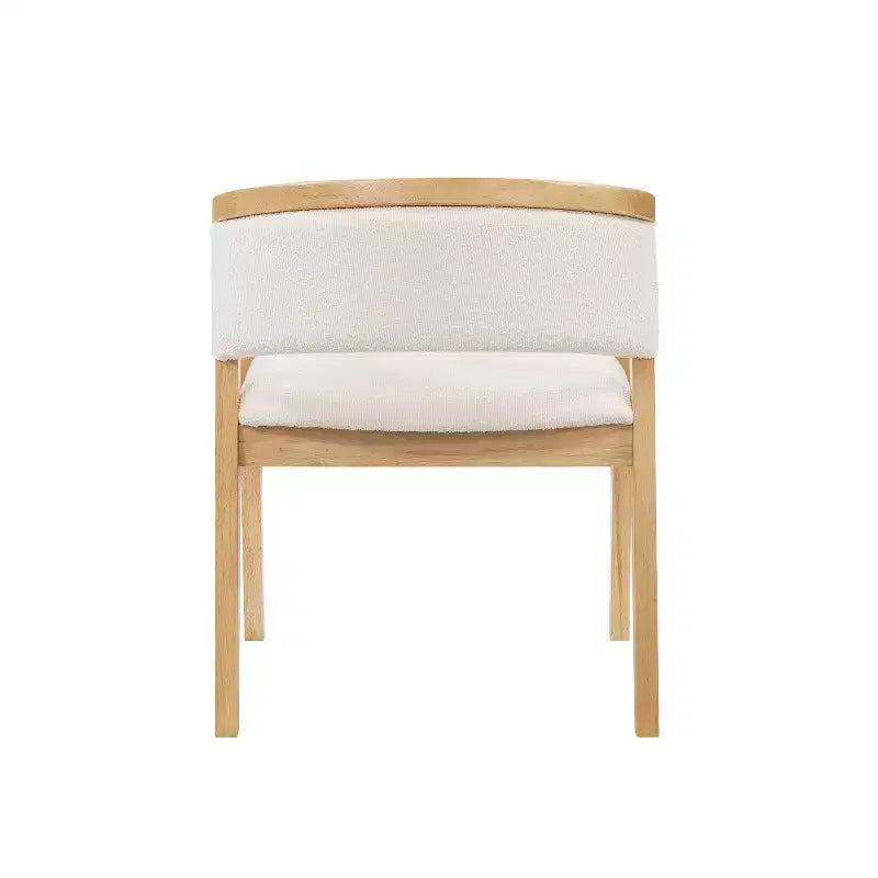 Poltroncina da pranzo Mid-Century, in Beige/Rovere, rivestimento in Bouclé, set da 2