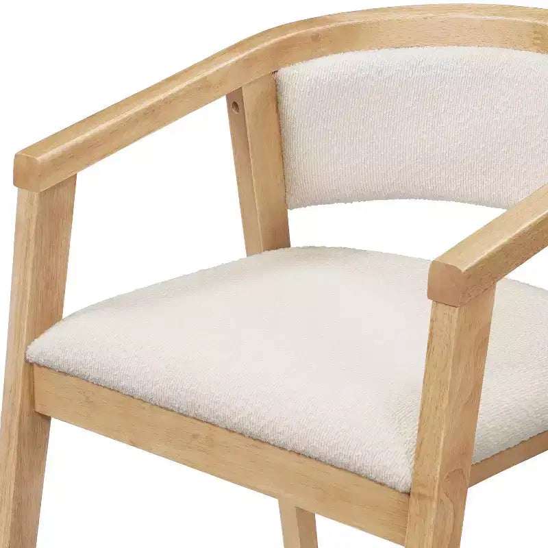 Poltroncina da pranzo Mid-Century, in Beige/Rovere, rivestimento in Bouclé, set da 2