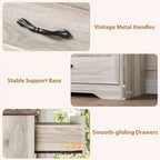 Comò a 6 cassetti per camera da letto, cassettiera con ampia maniglia in metallo, comò moderno in legno stile rustico, texture naturale, organizer per camera da letto