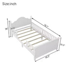 Letto a piattaforma per bambini grigio/bianco con testiera, pediera e sponde di sicurezza – Singolo / Una piazza e mezza