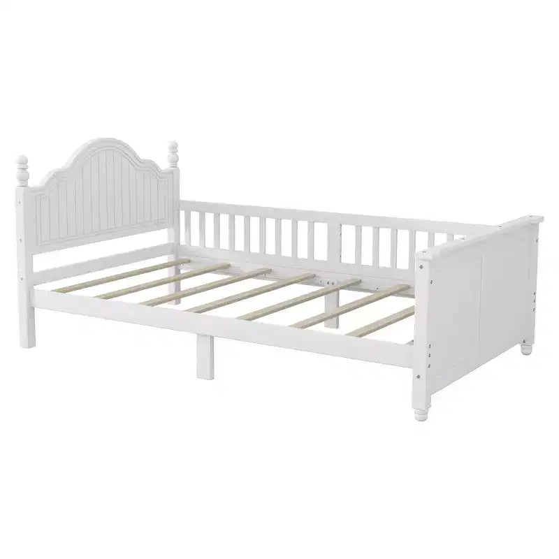 Letto a piattaforma per bambini grigio/bianco con testiera, pediera e sponde di sicurezza – Singolo / Una piazza e mezza