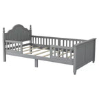 Letto a piattaforma per bambini grigio/bianco con testiera, pediera e sponde di sicurezza – Singolo / Una piazza e mezza