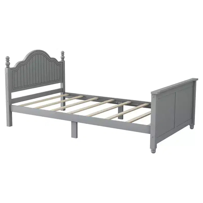 Letto a piattaforma per bambini grigio/bianco con testiera, pediera e sponde di sicurezza – Singolo / Una piazza e mezza