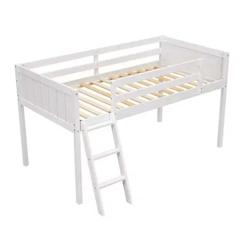 Letto a soppalco per bambini grigio/bianco con sponde di sicurezza – Singolo / Matrimoniale, Adatto a 1