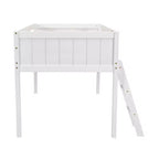 Letto a soppalco per bambini grigio/bianco con sponde di sicurezza – Singolo / Matrimoniale, Adatto a 1