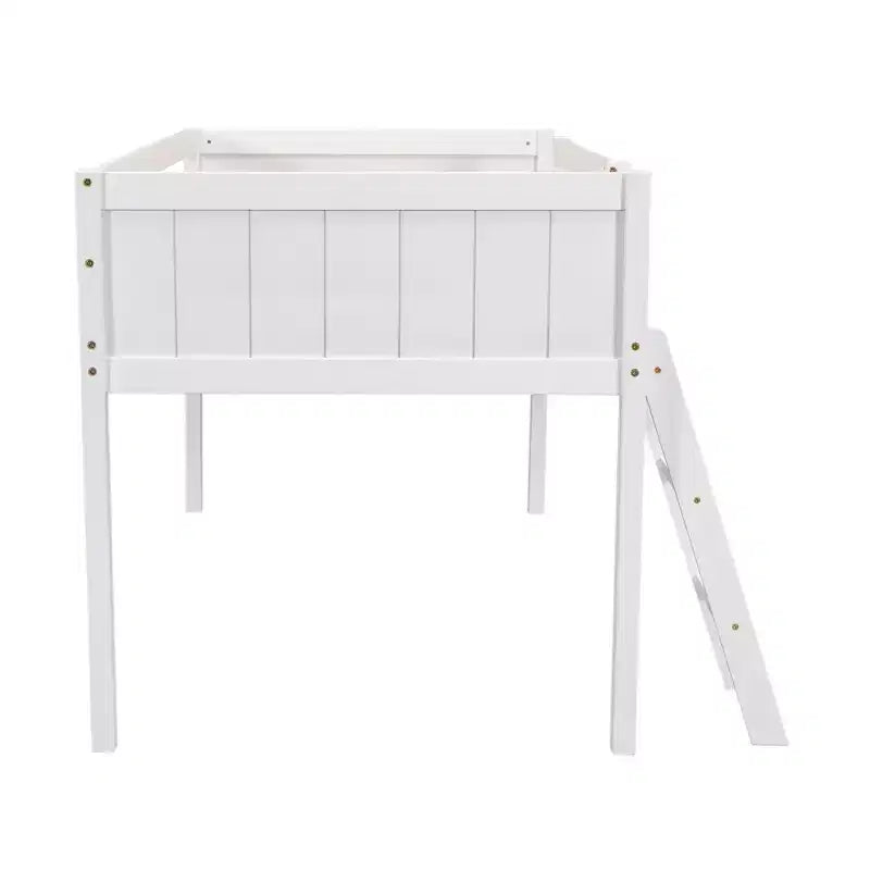Letto a soppalco per bambini grigio/bianco con sponde di sicurezza – Singolo / Matrimoniale, Adatto a 1