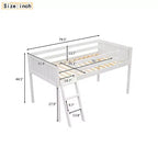 Letto a soppalco per bambini grigio/bianco con sponde di sicurezza – Singolo / Matrimoniale, Adatto a 1