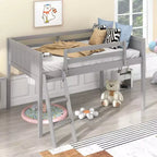 Letto a soppalco per bambini grigio/bianco con sponde di sicurezza – Singolo / Matrimoniale, Adatto a 1