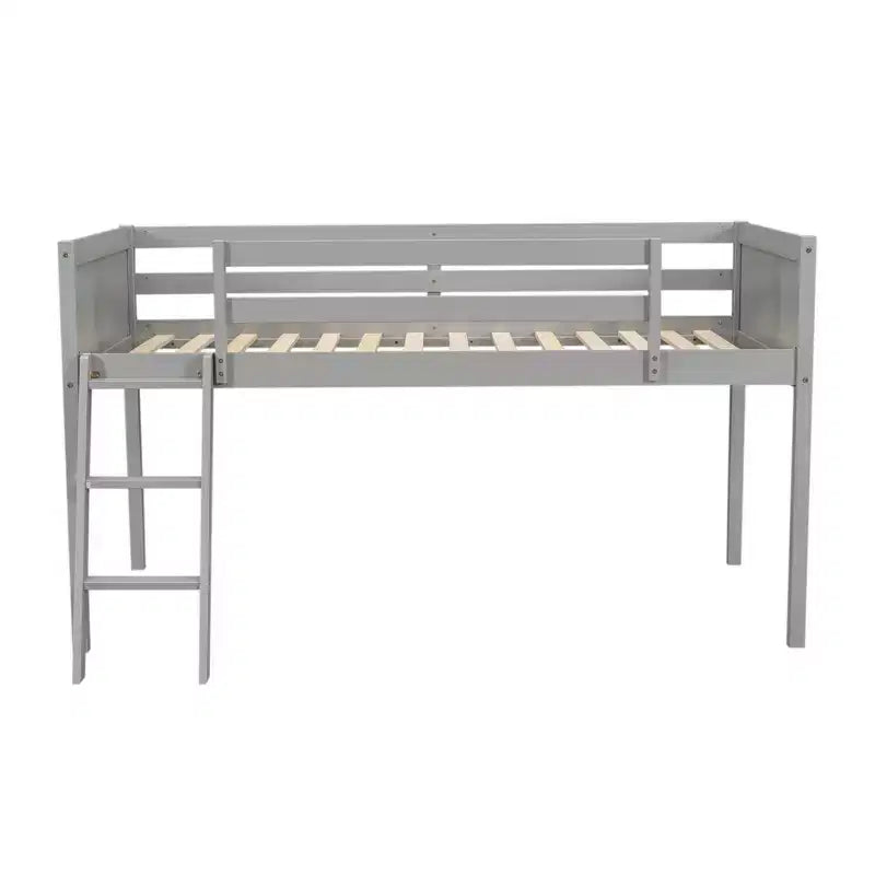 Letto a soppalco per bambini grigio/bianco con sponde di sicurezza – Singolo / Matrimoniale, Adatto a 1
