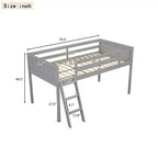Letto a soppalco per bambini grigio/bianco con sponde di sicurezza – Singolo / Matrimoniale, Adatto a 1