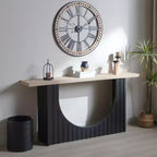 Tavolo Consolle Nero e Marrone, Base ad Arco, Montaggio da 1 Persona, 66"