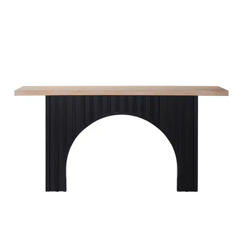 Tavolo Consolle Nero e Marrone, Base ad Arco, Montaggio da 1 Persona, 66"
