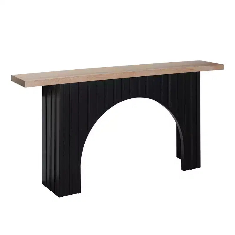 Tavolo Consolle Nero e Marrone, Base ad Arco, Montaggio da 1 Persona, 66"